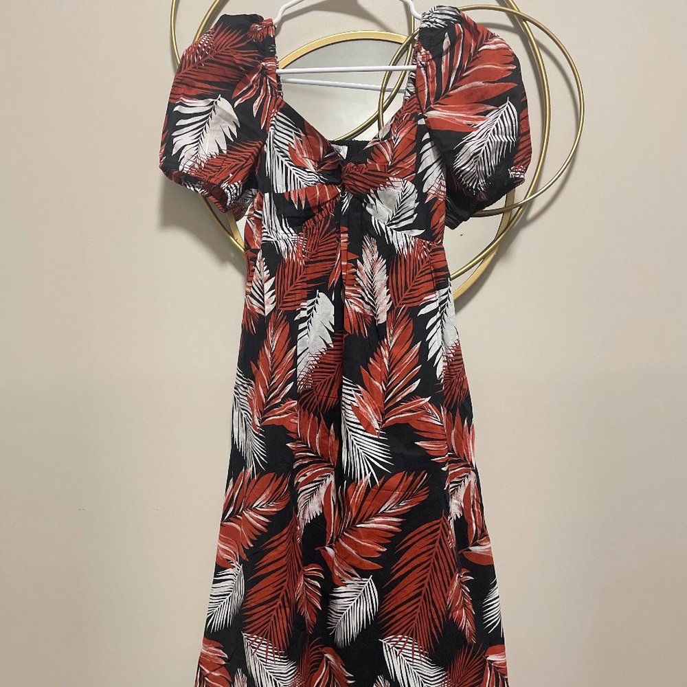 J. Crew Floral Summer Dress, Size 00, Burnt Orange/Black